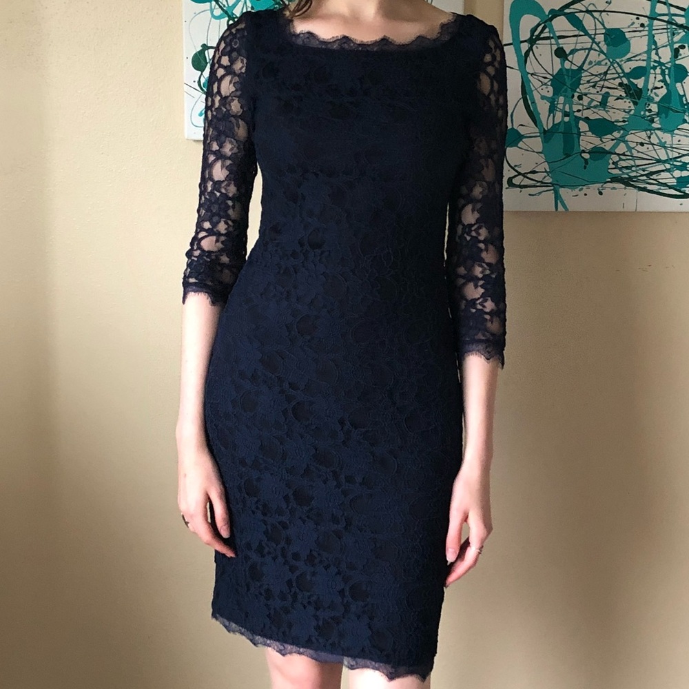 Joseph Ribkoff Navy Blue Lace Dress size 2